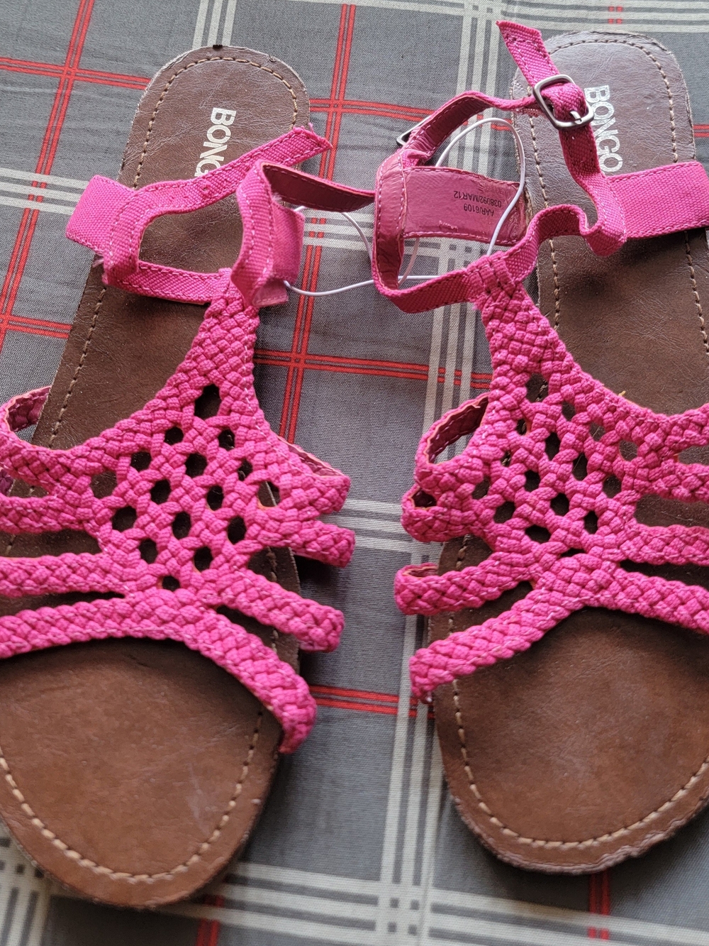 BONGO Bright Pink Braided Women's Sandals with Ankle Strap